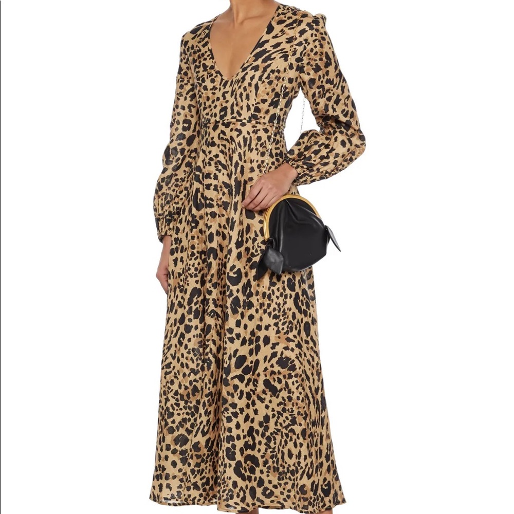 ZIMMERMANN Veneto Plunge leopard-print linen dress